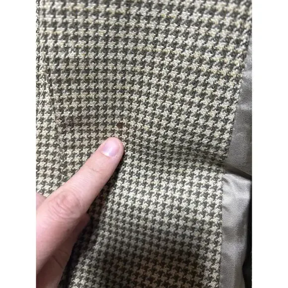 Vintage Burberrry London Sport Coat 43R Brown Tan Houndstooth Suit - Picture 10 of 15